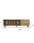 71" Natural Wood Enclosed and Open Storage TV Stand