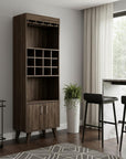 24" Walnut Wood Bar Cabinet With Two Doors