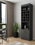 24" Black Bar Cabinet With Eighteen Shelves