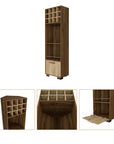 24" Beige and Mahogany Wood Corner Bar Cabinet With Single Door
