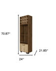24" Beige and Mahogany Wood Corner Bar Cabinet With Single Door