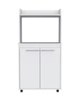 25" White Wood Rolling Kitchen Cart With Storage