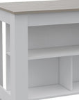 41" Light Gray and White Wood Kitchen Island With Storage