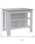 41" Light Gray and White Wood Kitchen Island With Storage