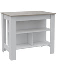 41" Light Gray and White Wood Kitchen Island With Storage