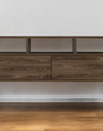54" Dark Brown Wood Enclosed and Open Storage TV Stand