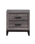 25" Gray Wood Two Drawer Nightstand