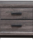 25" Gray Wood Two Drawer Nightstand