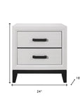 25" White Wood Two Drawer Nightstand