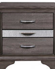 27" Gray Wood and Solid Wood Two Drawer Nightstand