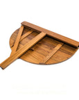 24" Brown Half Round Solid Wood Folding Outdoor Balcony Table