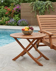40" Brown Oval Solid Wood Folding Outdoor Side Table