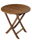 30" Brown Rounded Solid Wood Folding Outdoor Side Table