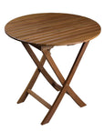 30" Brown Rounded Solid Wood Folding Outdoor Side Table