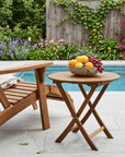 30" Brown Rounded Solid Wood Folding Outdoor Side Table