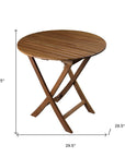 30" Brown Rounded Solid Wood Folding Outdoor Side Table