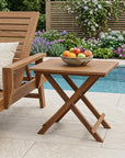 28" Brown Solid Wood Folding Outdoor Side Table
