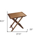 28" Brown Solid Wood Folding Outdoor Side Table