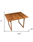 45" Brown Solid Wood Folding Outdoor Side Table