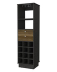 18" Black Wood and Solid Wood Bar Cabinet With Two Drawers