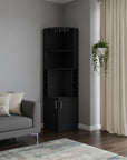 18" Black Wood Corner Bar Cabinet With Two Doors