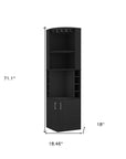18" Black Wood Corner Bar Cabinet With Two Doors