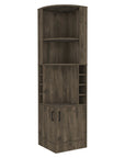 18" Dark Brown Wood Corner Bar Cabinet With Two Doors
