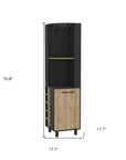 18" Black and Natural Wood Corner Bar Cabinet With Single Door
