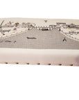 38" Cream Wool And Brown Ottoman