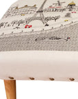 38" Cream Wool And Brown Ottoman