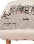 38" Cream Wool and Brown Ottoman