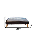 38" Gray Wool and Brown Ottoman