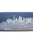 38" Gray Wool and Brown Ottoman
