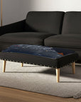 38" Gray Wool and Brown Ottoman