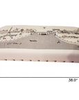38" Cream Wool and Brown Ottoman