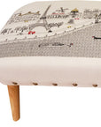 38" Cream Wool and Brown Ottoman