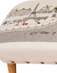 38" Cream Wool and Brown Ottoman