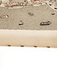 38" Cream Wool and Brown Ottoman