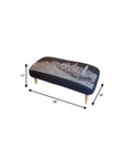 38" Gray Wool and Brown Ottoman
