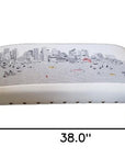 38" Cream And Natural Boston Daytime Skyline Embroidered Ottoman