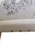 38" Cream And Natural Boston Daytime Skyline Embroidered Ottoman