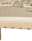38" Cream Wool and Brown Ottoman