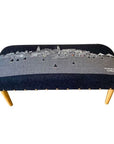 38" Gray Wool and Brown Ottoman