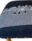 38" Gray Wool and Brown Ottoman