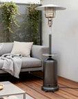48000 BTU Silver Steel Propane Cylindrical Pole Standing Patio Heater