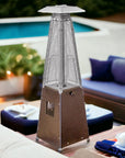 9500 BTU Bronze Steel Propane Triangular Pyramid Tabletop Patio Heater