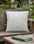 18" X 18" White Zippered Diamond Indoor Outdoor Throw Pillow