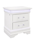 24" White Wood Lighted Two Drawer Nightstand