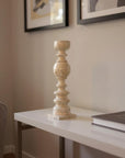 24" Natural Solid Wood Floor Pillar Candle Holder