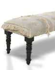 47" Cream And Black Leg Abstract Stripe and Dot Upholstery Bench